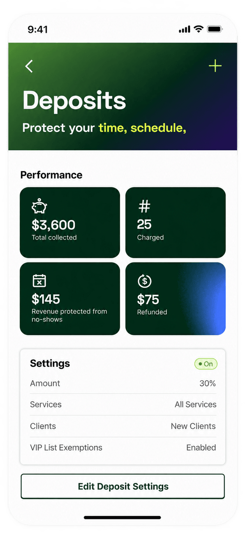 StyleSeat deposits screen