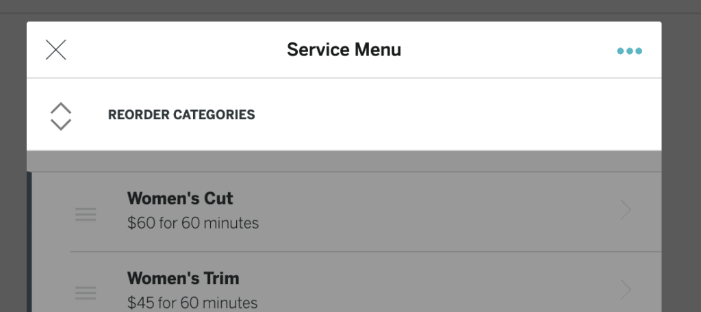 Reorder Service Menu Categories